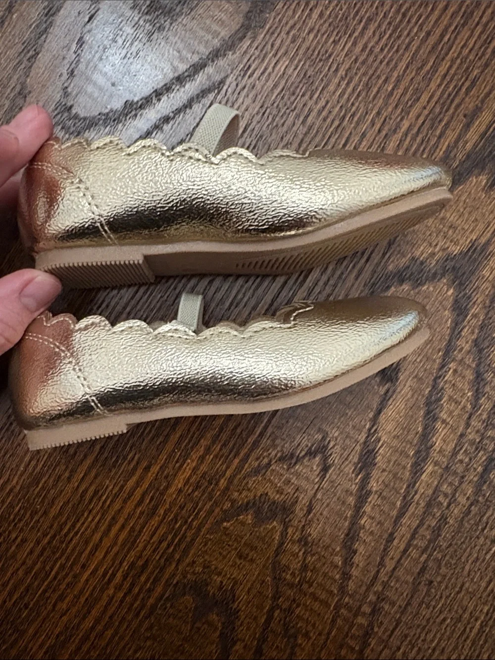Carter's Metallic Gold Toddler Mary Jane Flats with Pink Insole